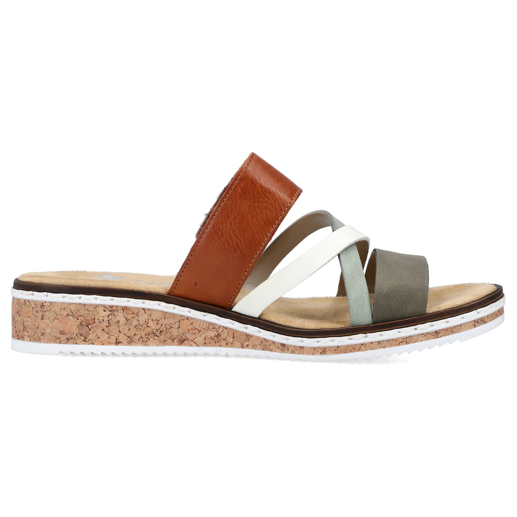 Rieker Pantolette Keilabsatz Sommerschuh Schlappen mit Klettriemchen online bestellen Saisonschlussverkauf