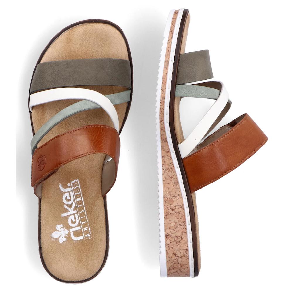 Rieker Pantolette Keilabsatz Sommerschuh Schlappen mit Klettriemchen online bestellen Saisonschlussverkauf
