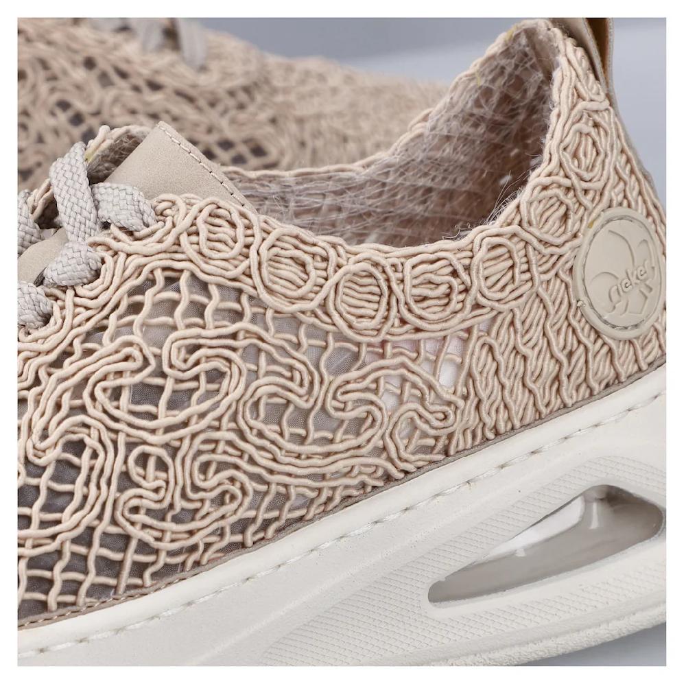 Rieker Plateausneaker Schnürschuh Halbschuh in sommerlicher Makramee-Optik Super Sparpreis