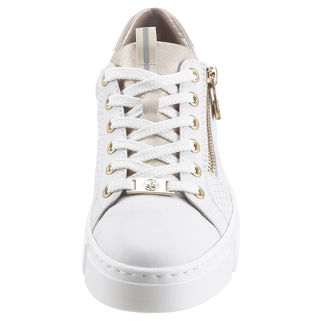 Rieker Plateausneaker mit goldfarbenen Details Freizeitschuh Halbschuh Schnürschuh online bestellen Fabrikpreis