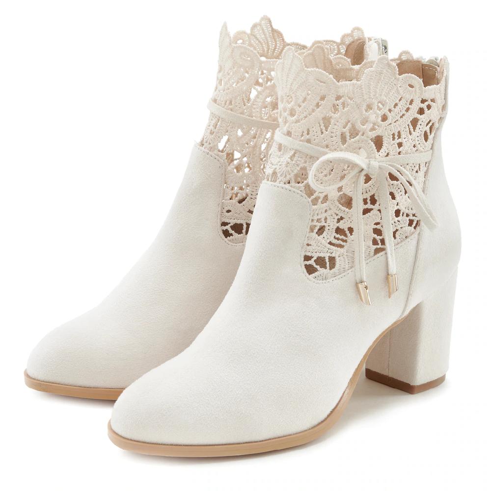 LASCANA High-Heel-Stiefelette »Trachten-Schuh Dirndl-Schuh « mit modischer Spitze und bequemen Blockabsatz Ankle Boot Stiefel online kaufen Weihnachtsangebot
