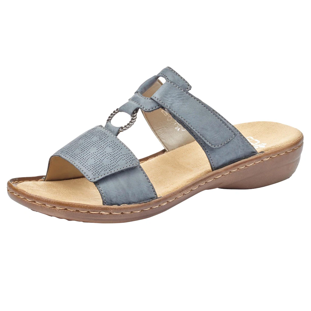 Rieker Pantolette Keilabsatz Sommerschuh Schlappen mit Schmuckring kaufen Vatertagsangebot