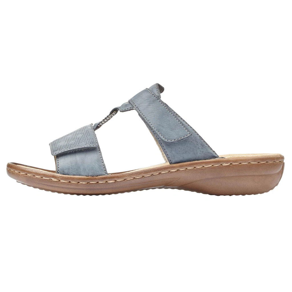 Rieker Pantolette Keilabsatz Sommerschuh Schlappen mit Schmuckring kaufen Vatertagsangebot