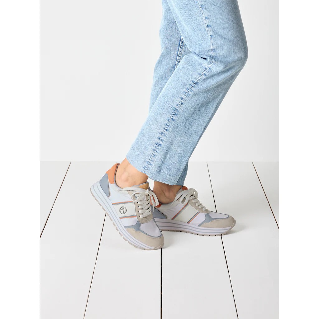 Tamaris Plateausneaker Freizeitschuh Halbschuh Schnürschuh mit farbigen Besätzen online bestellen Blitzangebot