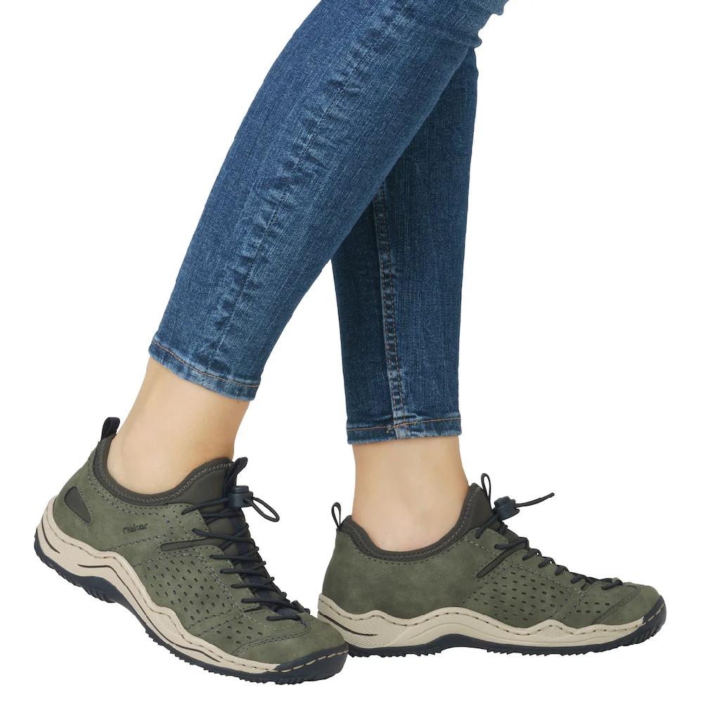 Rieker Slip-On Sneaker Schlupfschuh Freizeitsneaker Halbschuh mit markanter Laufsohle ▷ für Exklusivangebot