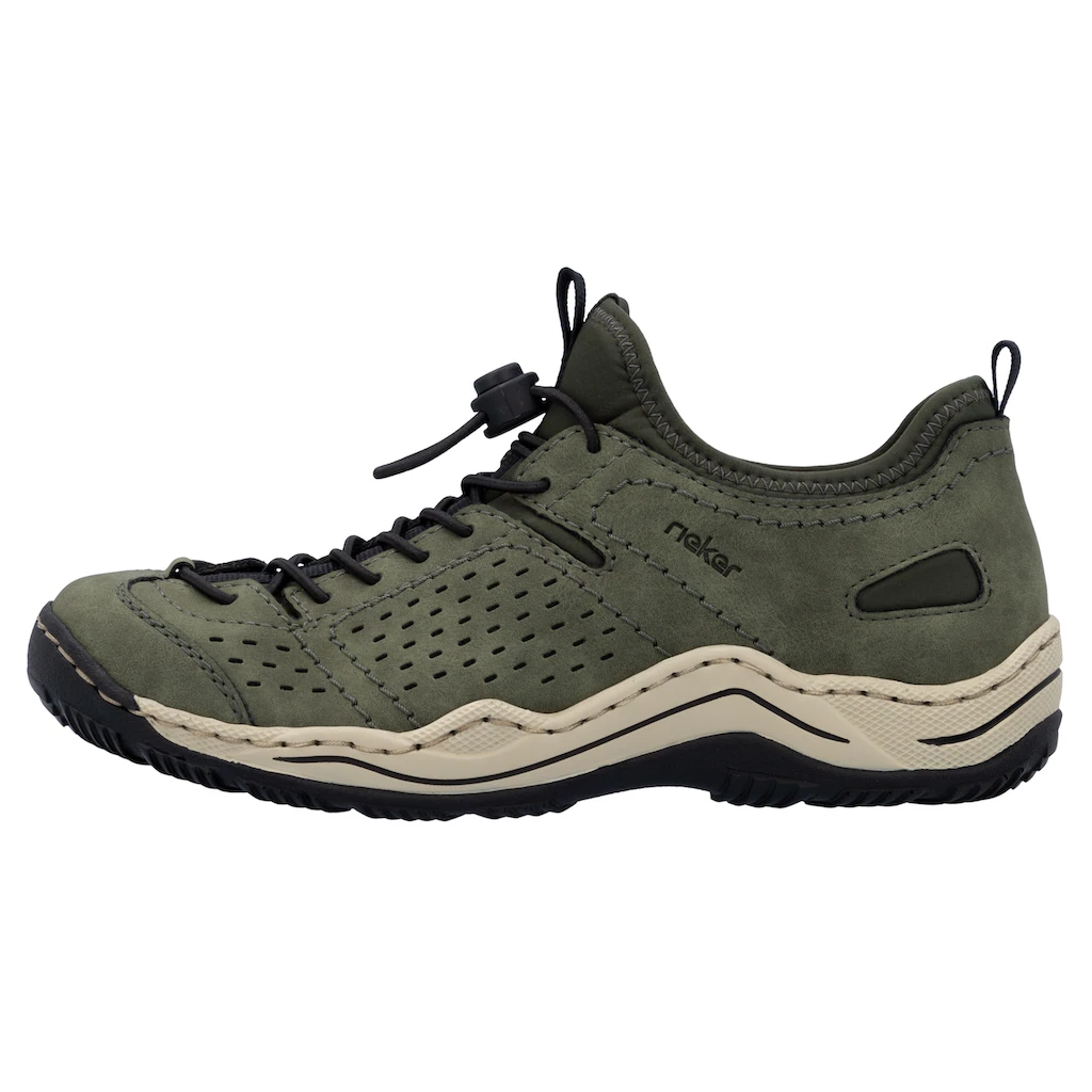 Rieker Slip-On Sneaker Schlupfschuh Freizeitsneaker Halbschuh mit markanter Laufsohle ▷ für Exklusivangebot