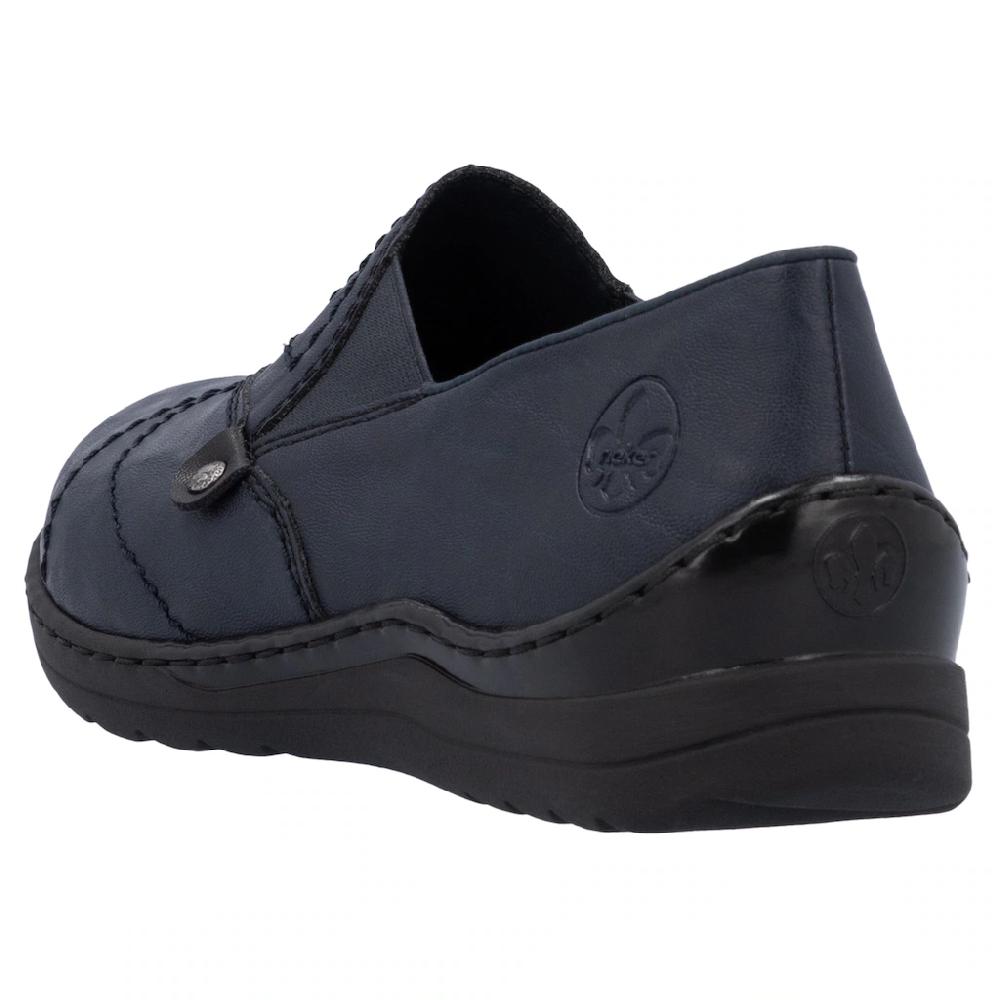 Rieker Slipper Schlupfschuh Halbschuh Slip on mit Stretcheinsatz und Ziersteppung kaufen Muttertagsangebot