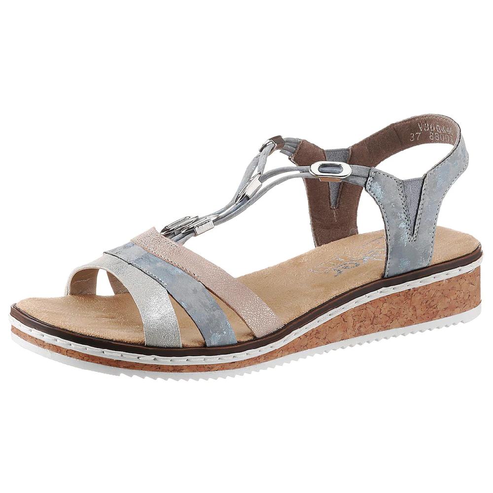 Rieker Riemchensandale Sommerschuh Sandalette Keilabsatz mit dezenter Schmuckverzierung online kaufen Saisonale Angebote