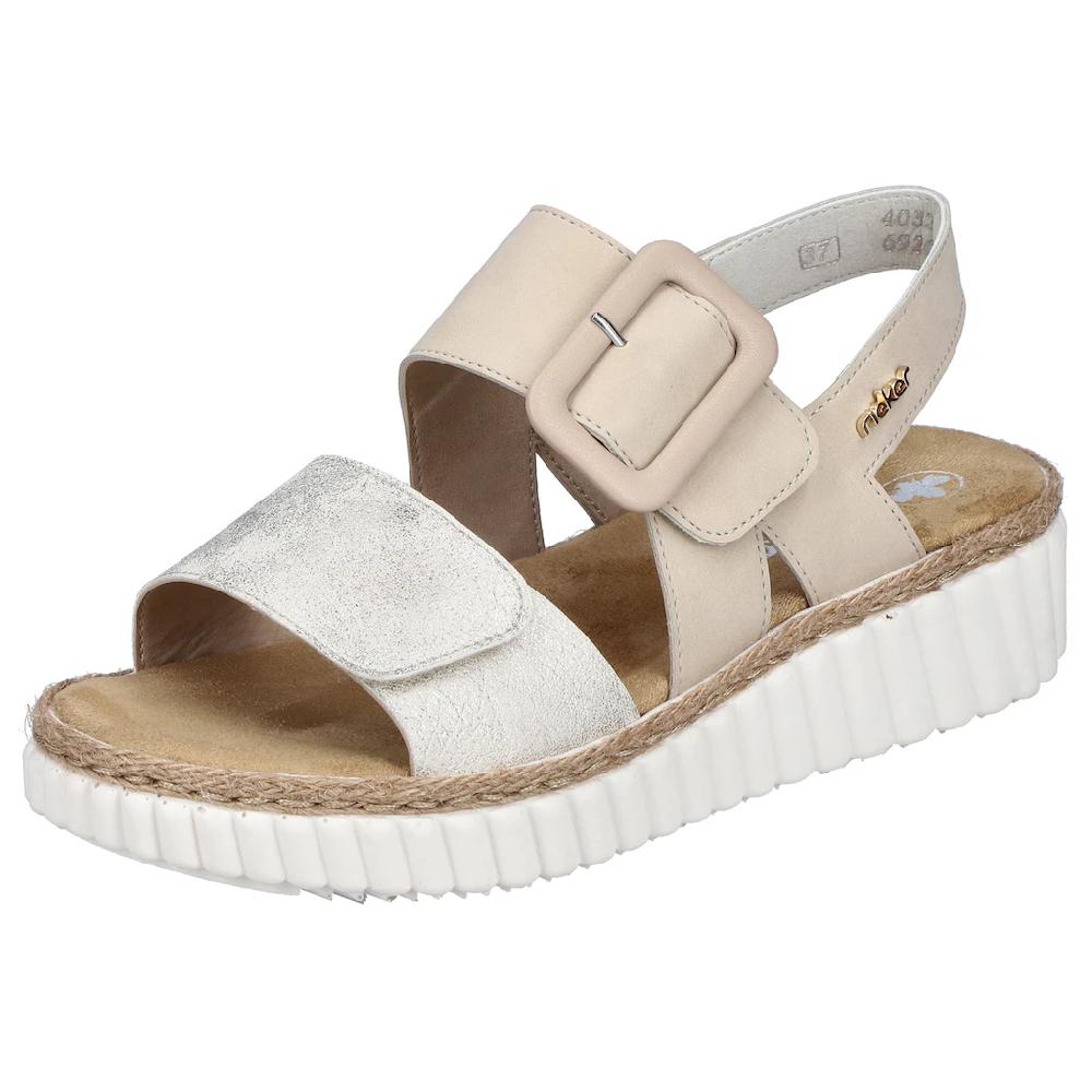 Rieker Sandale Sommerschuh Sandalette Keilabsatz mit zwei Klettverschlüssen bestellen Räumungsverkauf
