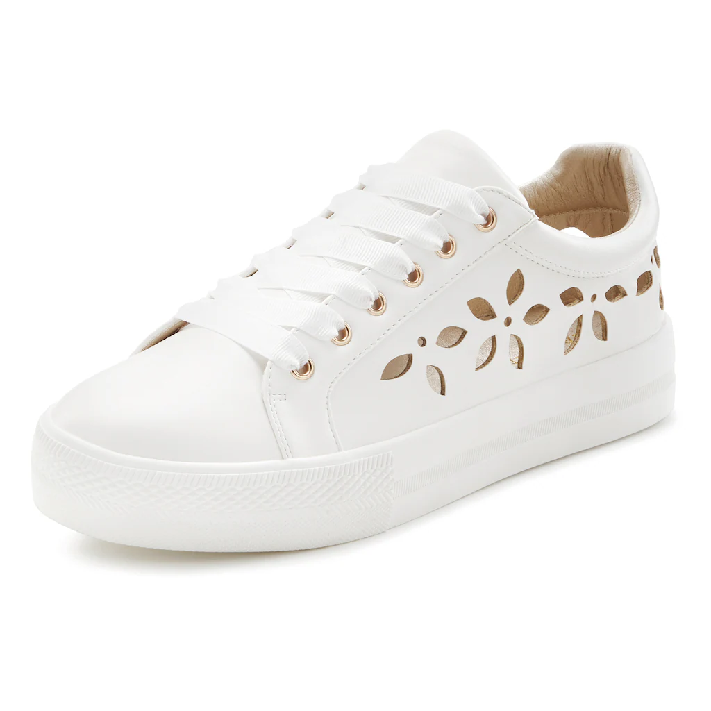 LASCANA Sneaker mit kleinen Cut-Outs Schnürhalbschuhe Freizeitschuhe VEGAN ▷ für Super Sparpreis