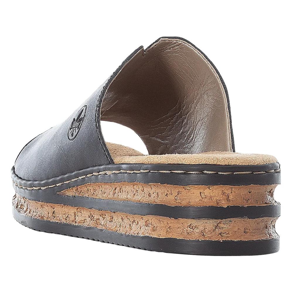 Rieker Pantolette Plateau Sommerschuh Schlappen in klassischer Optik online bestellen Kostenloser Versand international