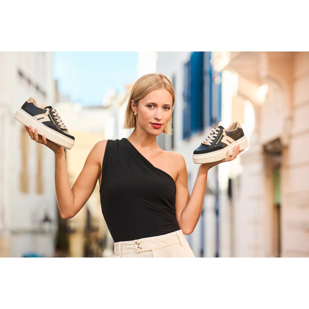 Rieker Plateausneaker Schnürschuh Halbschuh Freizeitschuh mit seitlichem Reißverschluss ▷ für Flash Sale