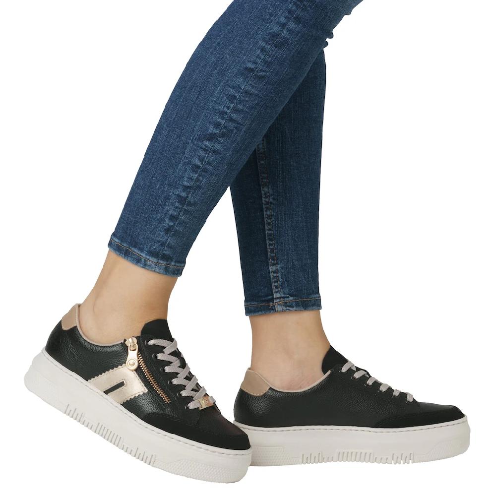Rieker Plateausneaker Schnürschuh Halbschuh Freizeitschuh mit seitlichem Reißverschluss ▷ für Flash Sale