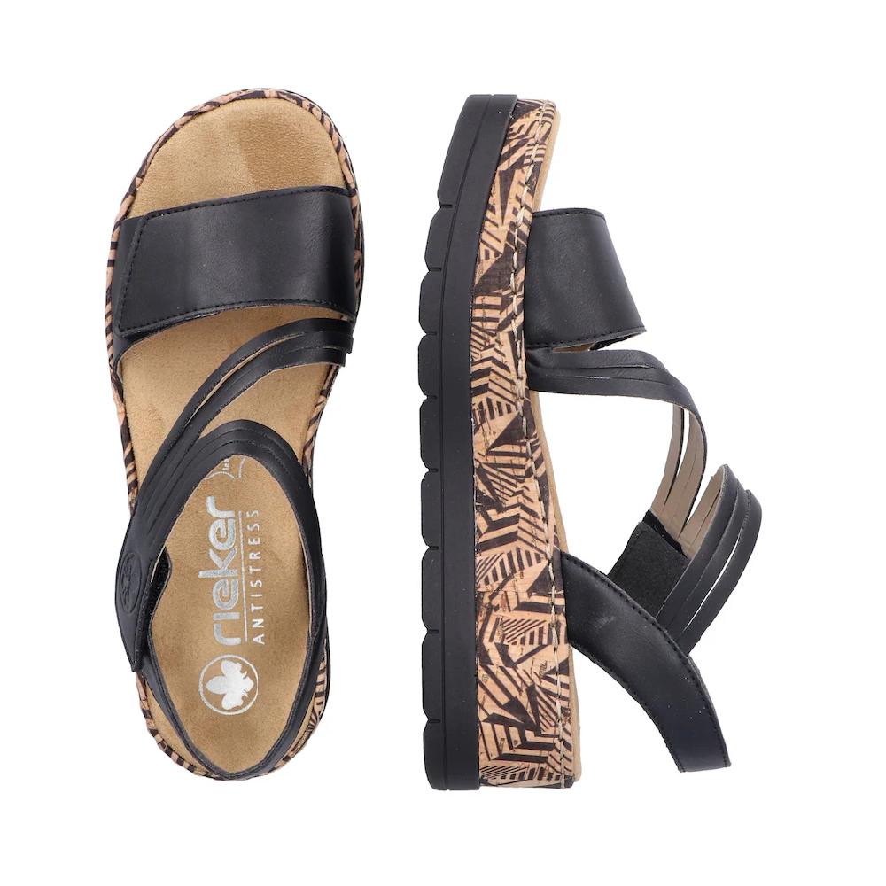 Rieker Keilsandalette Sommerschuh Sandale Keilabsatz mit gemusterter Plateausohle ▷ für Bis zu 65% Rabatt