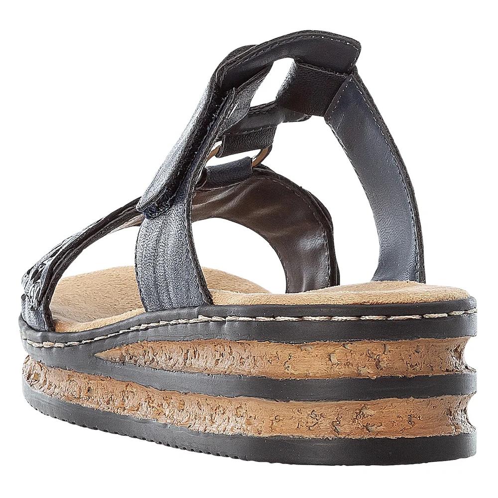 Rieker Pantolette Keilabsatz Sommerschuh Schlappen mit Riemchen in Flechtoptik ▷ für Letzter Tag