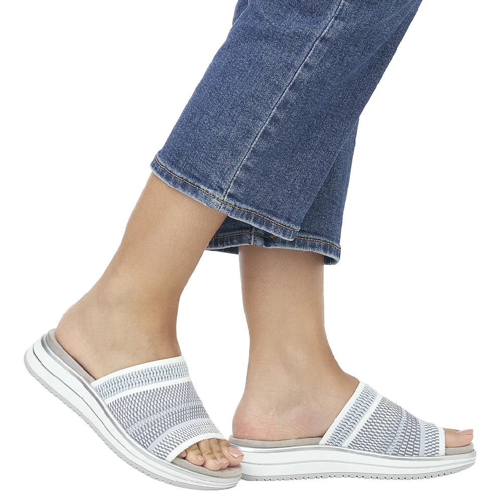 Remonte Pantolette Keilabsatz Sommerschuh Schlappen mit praktischem Gummizug ▷ für Auslauf