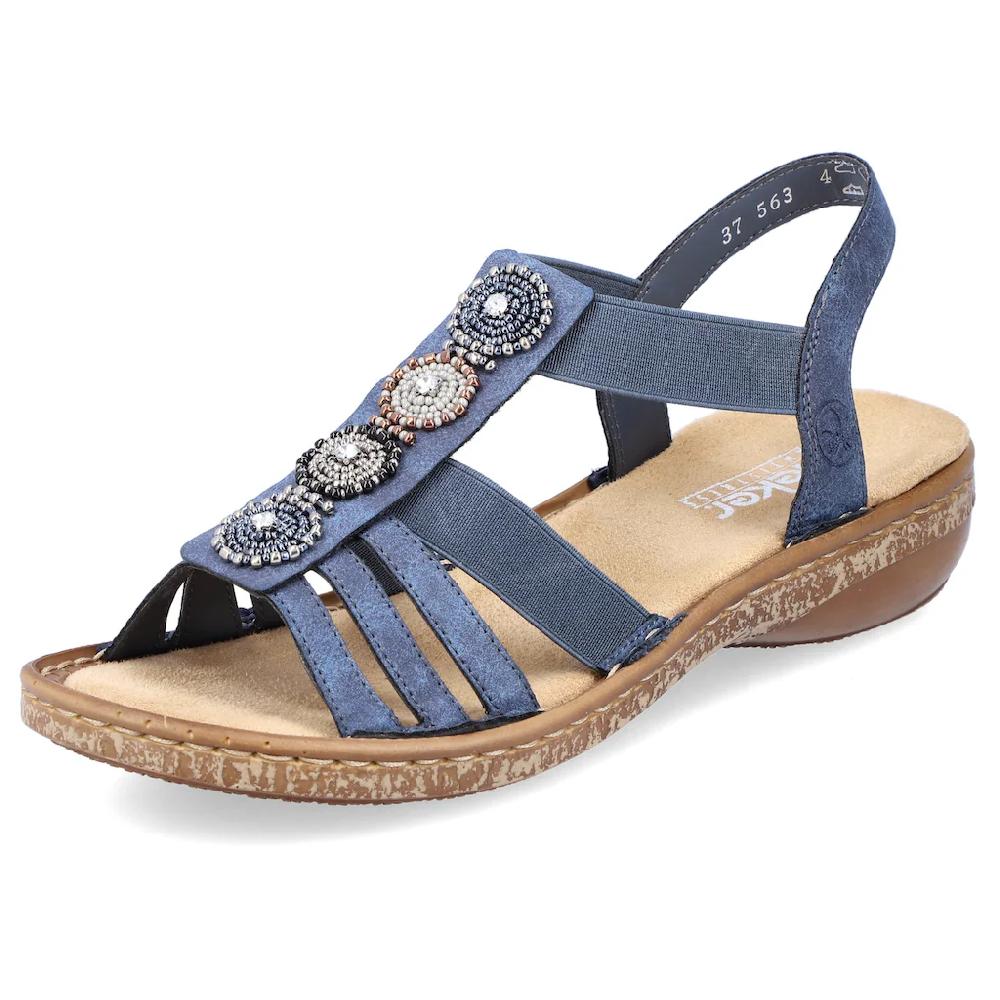 Rieker Riemchensandale Sommerschuh Sandalette Keilabsatz mit Zierperlen besetzt bestellen Verkauf