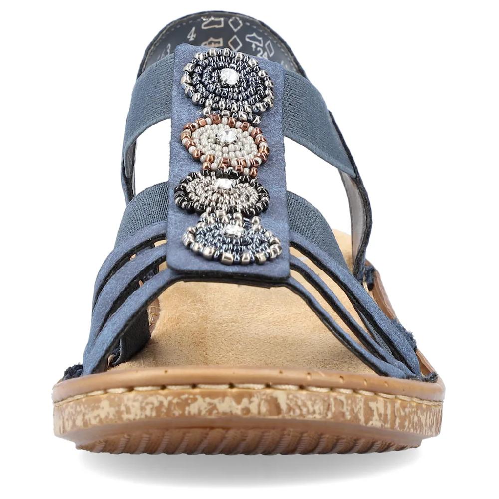 Rieker Riemchensandale Sommerschuh Sandalette Keilabsatz mit Zierperlen besetzt bestellen Verkauf