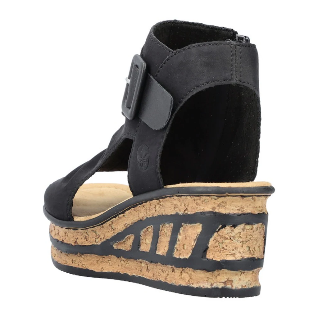 Rieker Keilsandalette Sommerschuh Sandale Keilabsatz mit Reißverschluss innen bestellen Osterangebot