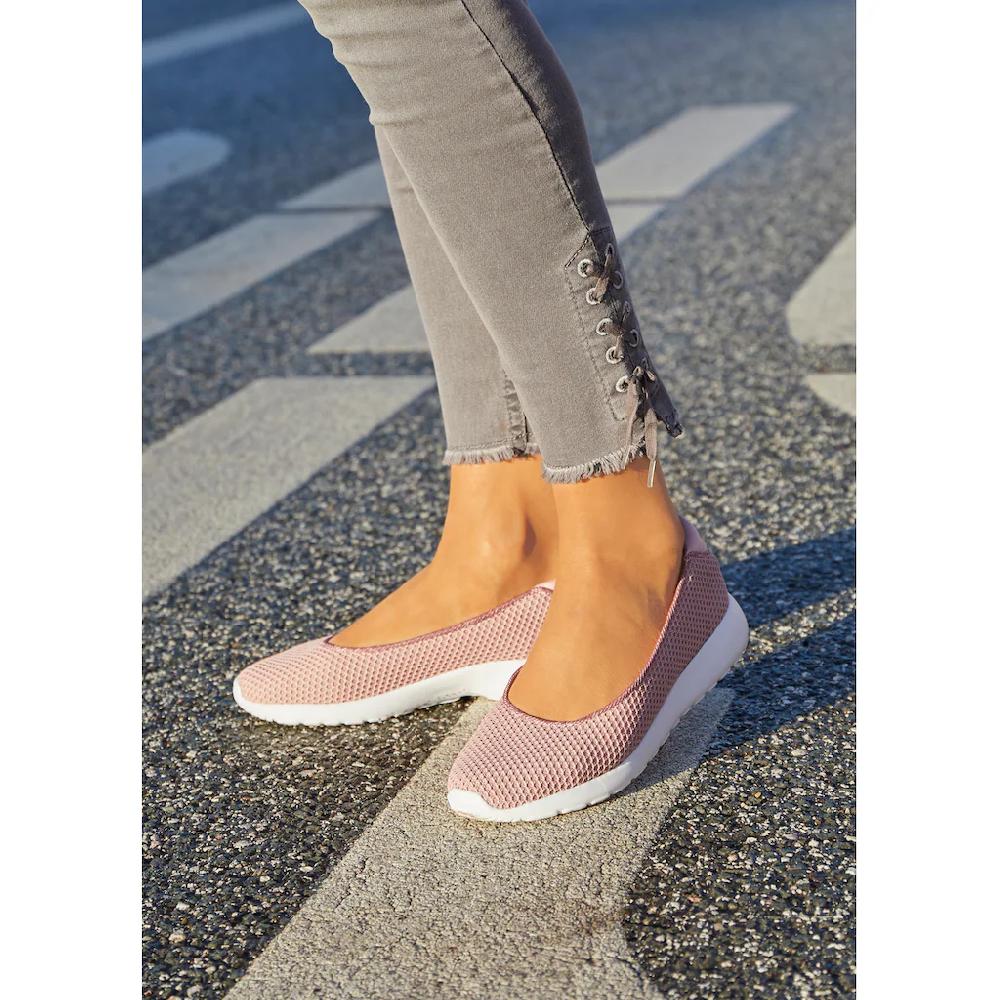LASCANA Ballerina »Sneaker Ballerinas « Freizeitschuh Slipper Halbschuh Sneaker Slip-In leichte Mesh-Optik kaufen Vatertagsangebot