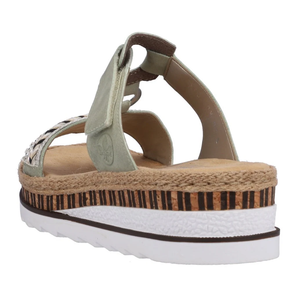 Rieker Pantolette Keilabsatz Sommerschuh Schlappen mit Zierperlen besetzt kaufen Letzte 2 Tage