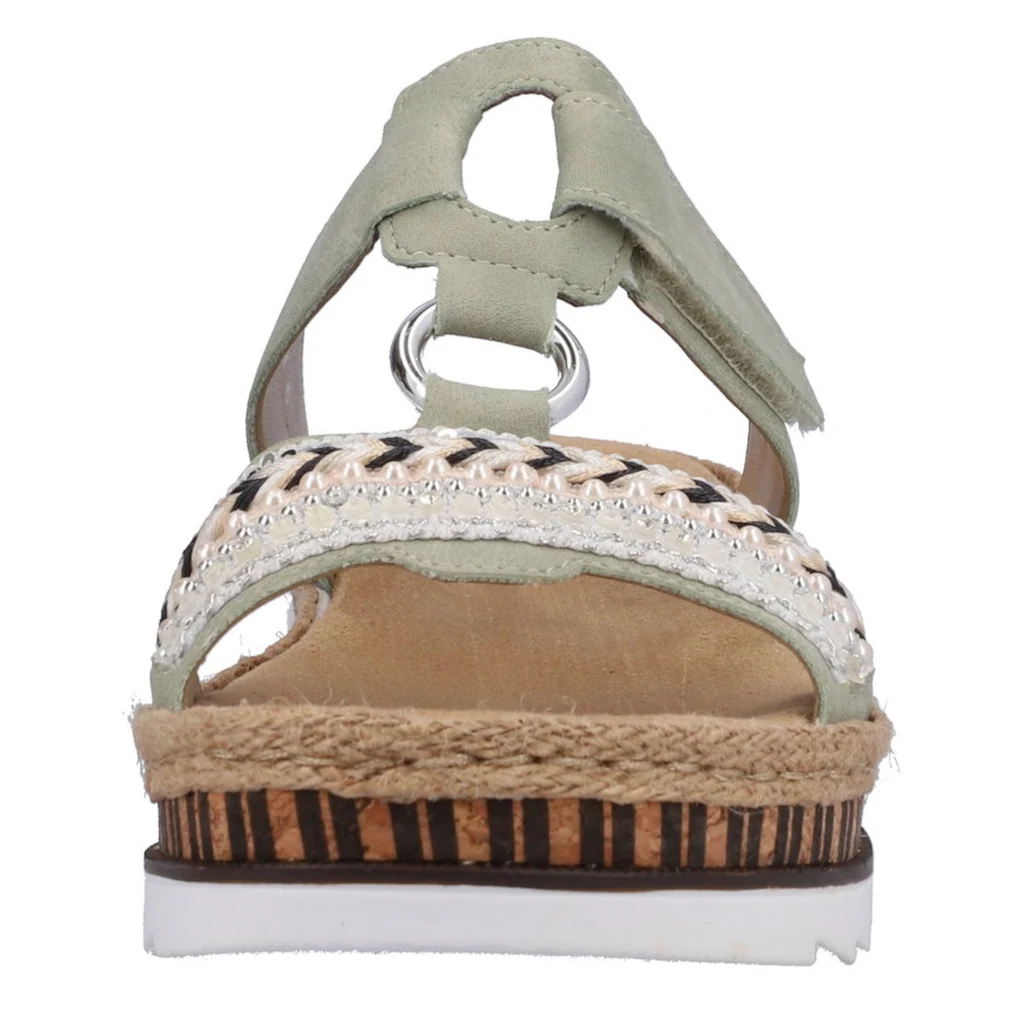 Rieker Pantolette Keilabsatz Sommerschuh Schlappen mit Zierperlen besetzt kaufen Letzte 2 Tage