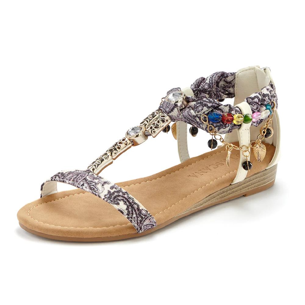 LASCANA Sandale Sandalette Sommerschuh mit Schmuckkettchen und Schmucksteinen VEGAN Bis zu 65% Rabatt