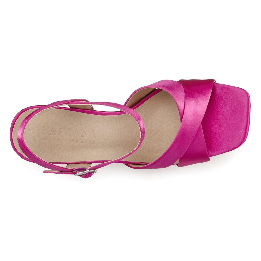 LASCANA Riemchensandalette High Heel Sandale mit Plateau & Blockabsatz in Satin Optik VEGAN Limitierter Zeitrabatt