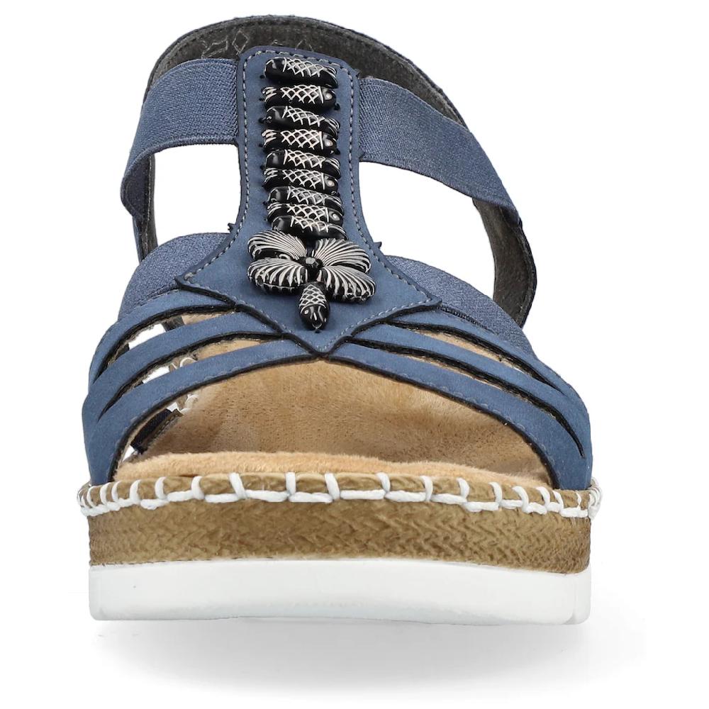 Rieker Riemchensandale Sommerschuh Sandalette Keilabsatz mit modischen Schmuckelementen ▷ für Fabrikpreis