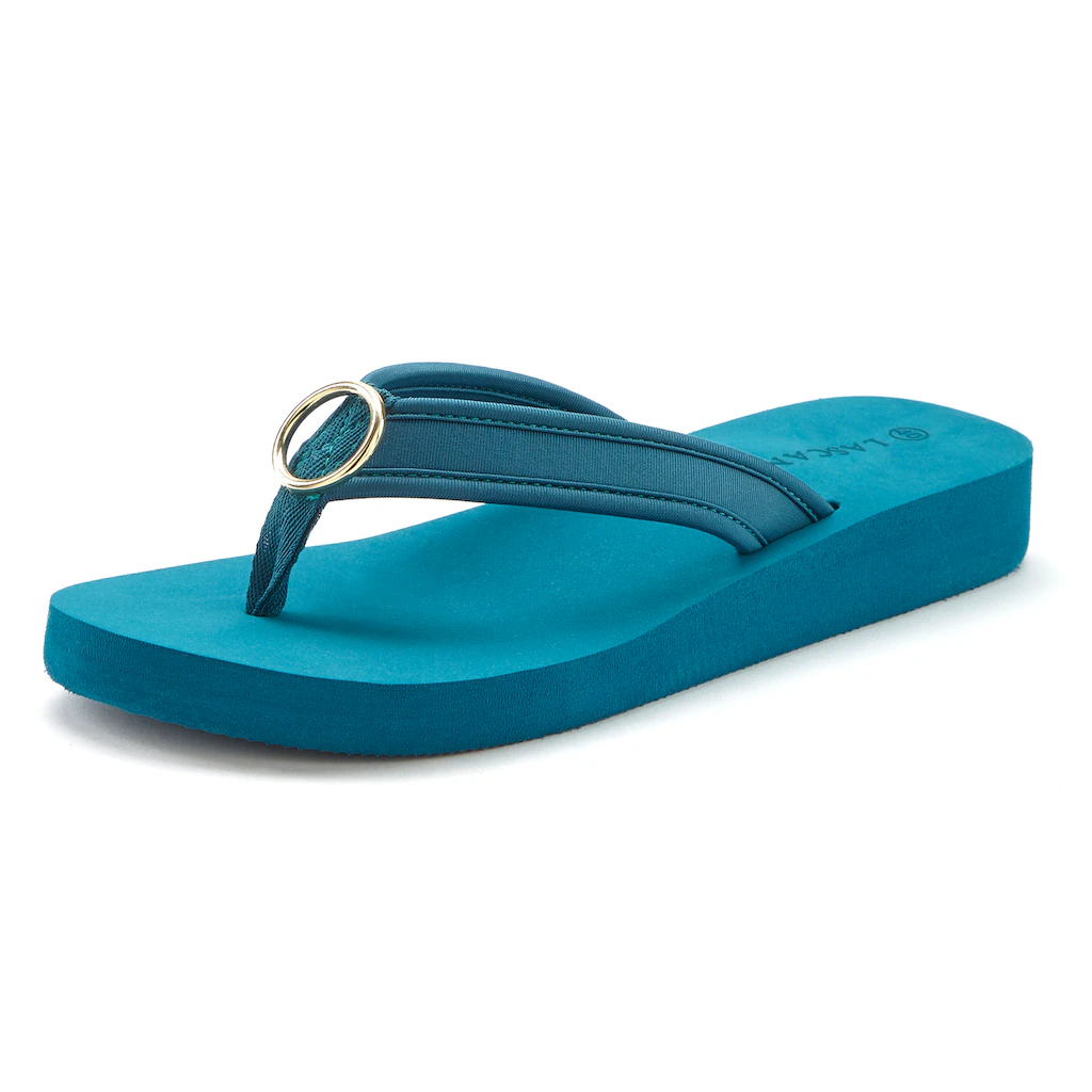LASCANA Badezehentrenner Sandale Pantolette Badeschuh mit Ringapplikation "Italy" VEGAN Osterangebot