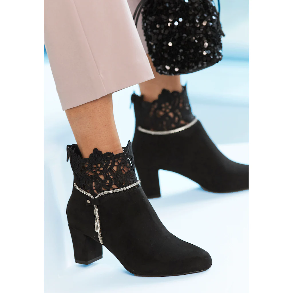 LASCANA Stiefelette mit elegantem Spitzenbesatz Stiefel Boots kaufen Jubiläumsangebot