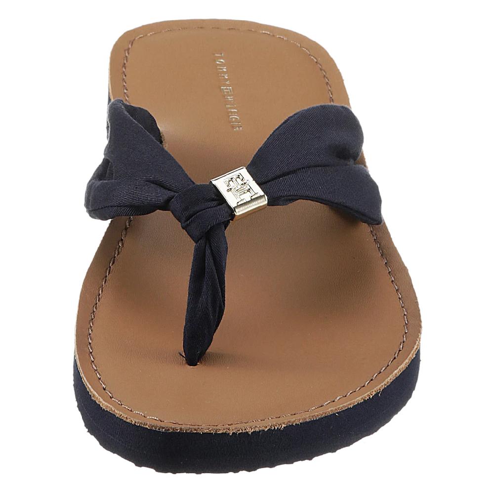 Tommy Hilfiger Zehentrenner »TH ELEVATED BEACH SANDAL« Sommerschuh Bequemschuh Flats Schlappen mit TH-Schmuckelement Auslauf