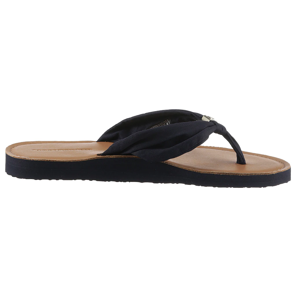 Tommy Hilfiger Zehentrenner »TH ELEVATED BEACH SANDAL« Sommerschuh Bequemschuh Flats Schlappen mit TH-Schmuckelement Auslauf