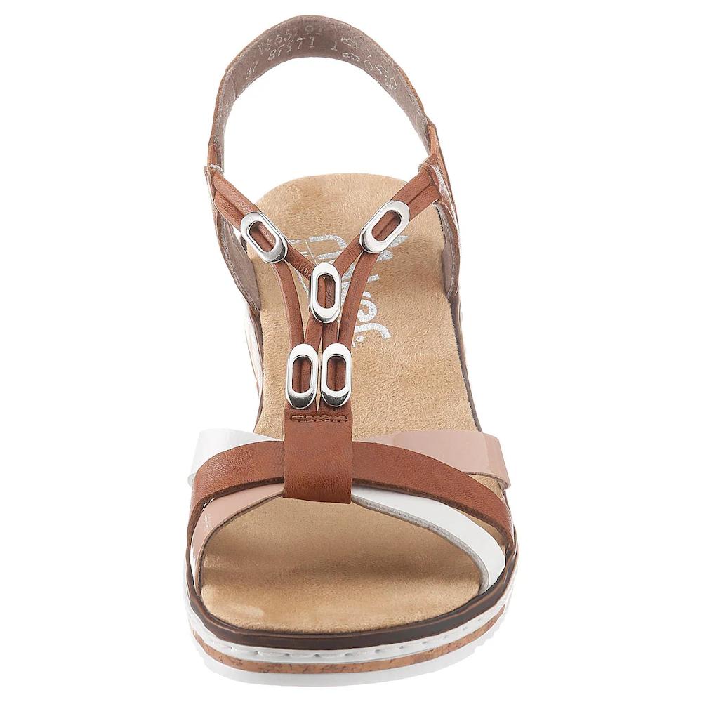Rieker Riemchensandale Sommerschuh Sandalette Keilabsatz mit Accessoires verziert bestellen Preisnachlass