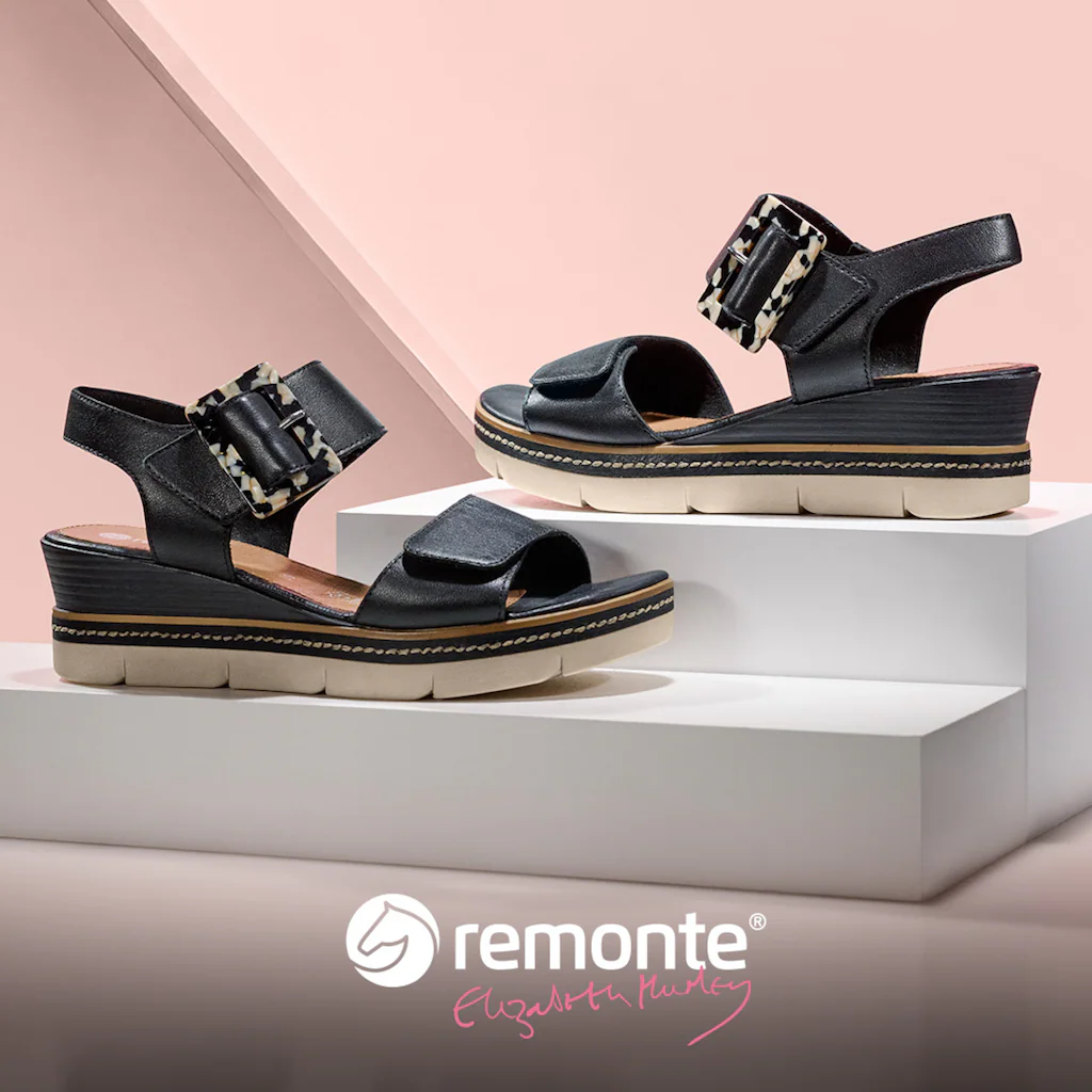 Remonte Keilsandalette »Elisabeth Hurley-Collection« Keilabsatz Riemensandale Sommerschuh auffällige Zierschnalle bestellen Cyber Monday