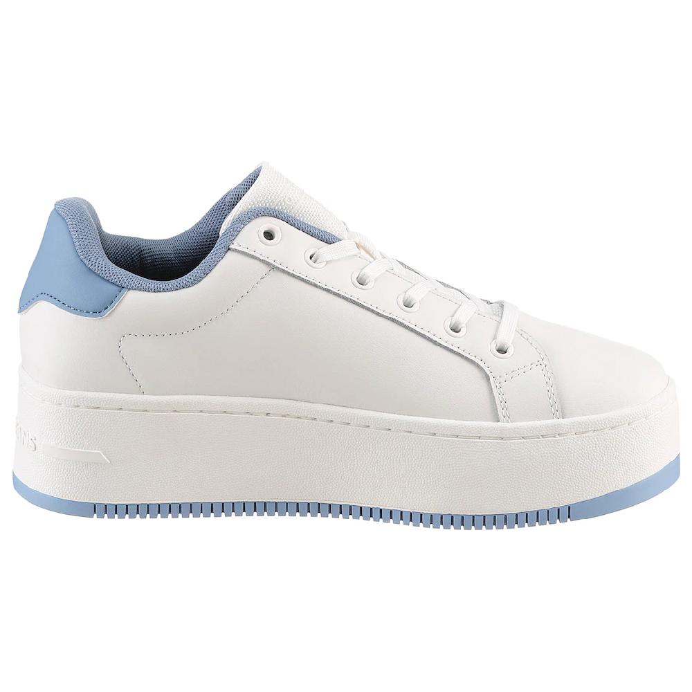 Tommy Jeans Plateausneaker »TJW FLATFORM ESS« Freizeitschuh Halbschuh Schnürschuh mit gepolstertem Schaftrand ▷ für Super Sparpreis