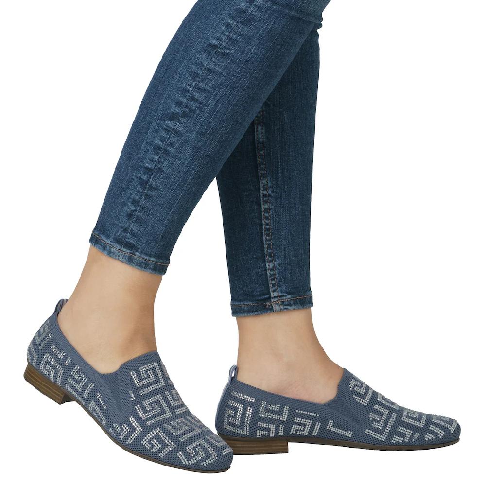 Rieker Slipper Halbschuh Schlupfschuh Blockabsatz Loafer mit Stretcheinsätzen ▷ für 50% Rabatt für begrenzte Zeit