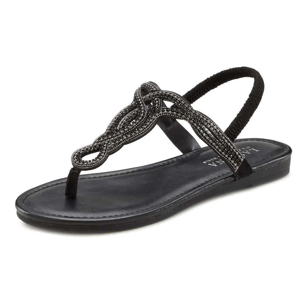 LASCANA Zehentrenner »Sandale Pantolette« Sandale mit Schmucksteinen in Glitzer-Optik VEGAN online kaufen Rabatte dieses Monats