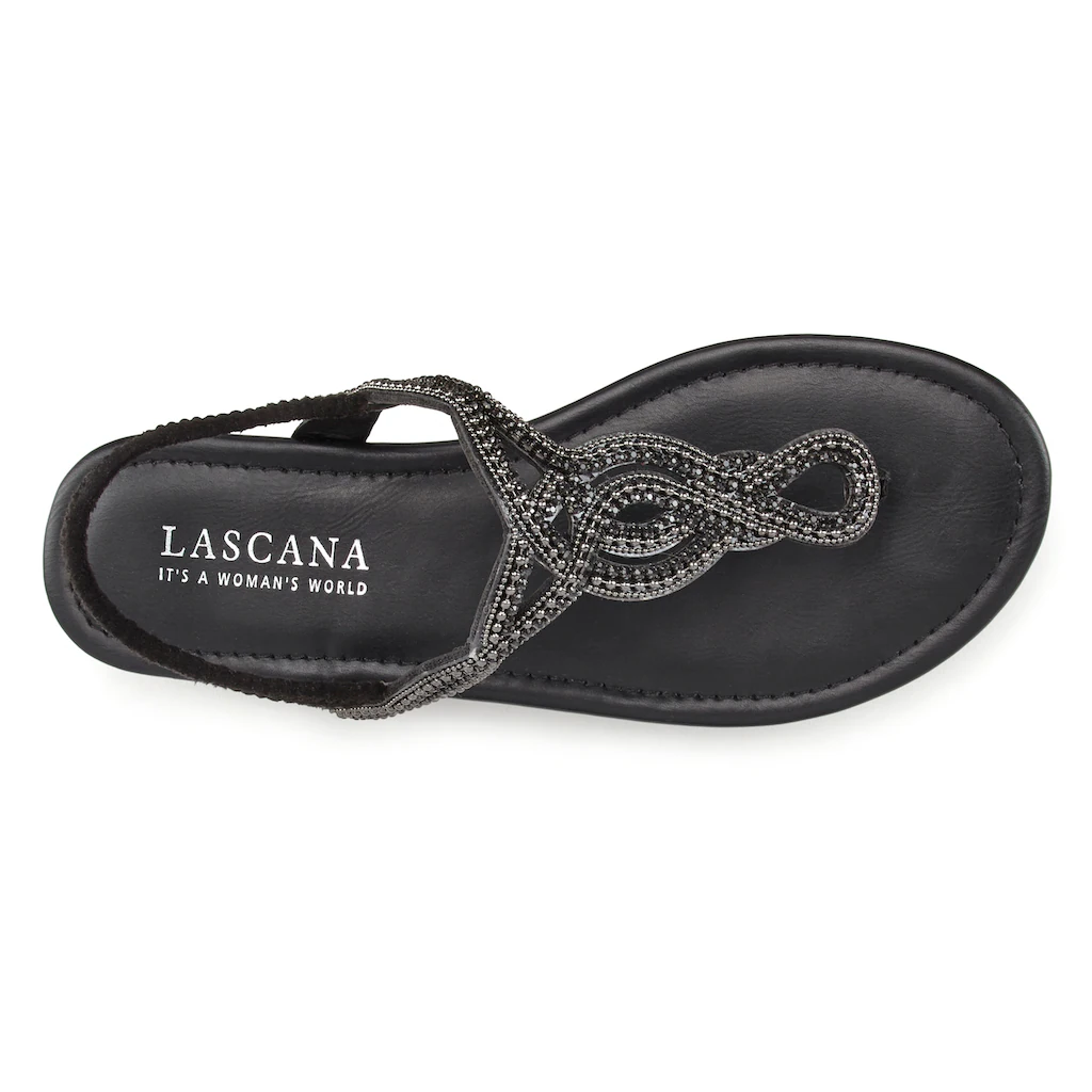 LASCANA Zehentrenner »Sandale Pantolette« Sandale mit Schmucksteinen in Glitzer-Optik VEGAN online kaufen Rabatte dieses Monats