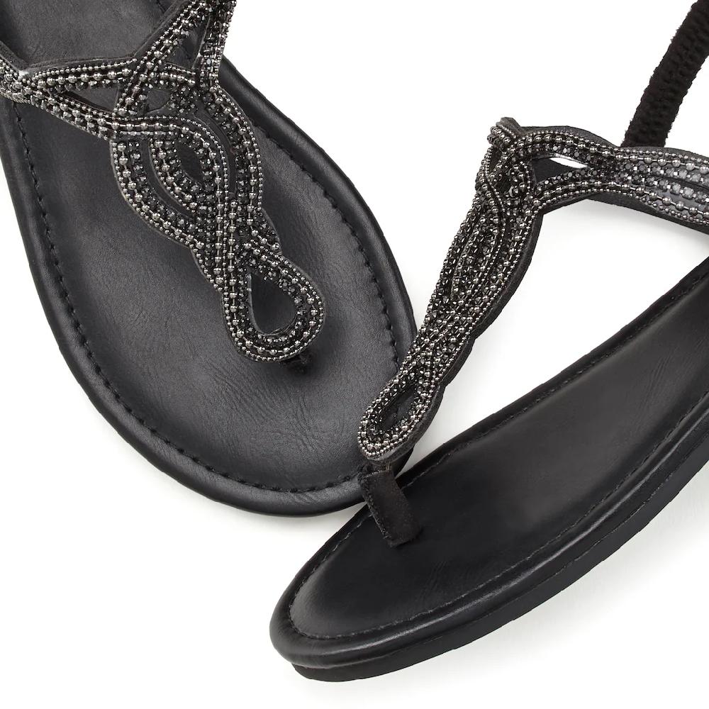 LASCANA Zehentrenner »Sandale Pantolette« Sandale mit Schmucksteinen in Glitzer-Optik VEGAN online kaufen Rabatte dieses Monats